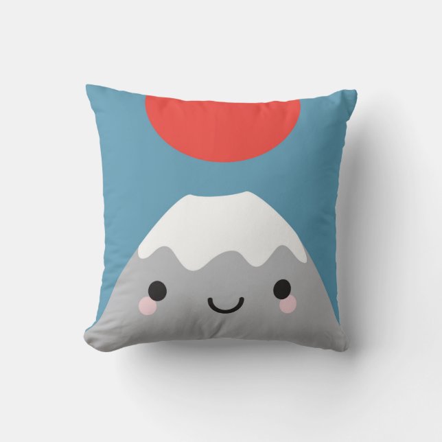 Kawaii Mt Fuji San Throw Pillow (Front)