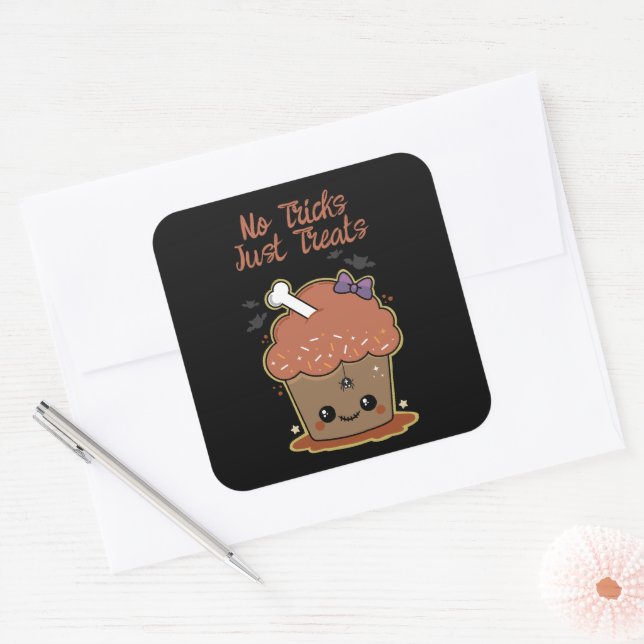 Kawaii Muffin Halloween Square Sticker (Envelope)