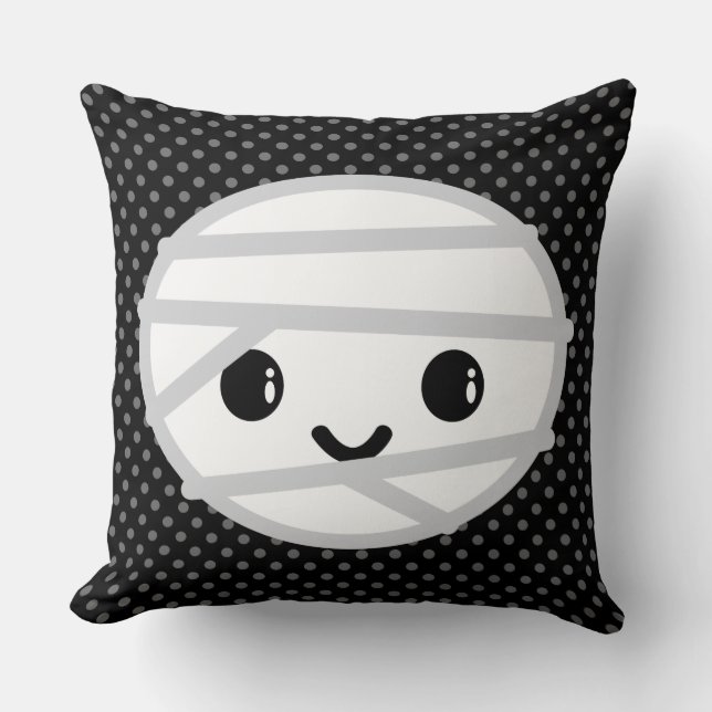 Kawaii Mummy Throw Pillow (Front)