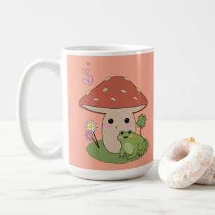 Kawaii Mushroom and Frog Mug Cottagecore Gift