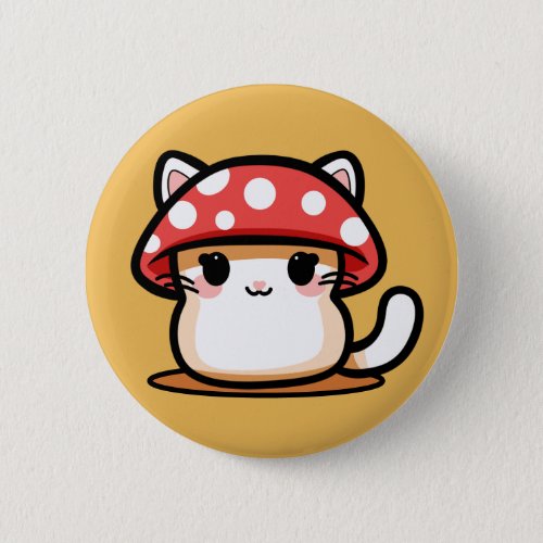 Kawaii Mushroom Cat Button