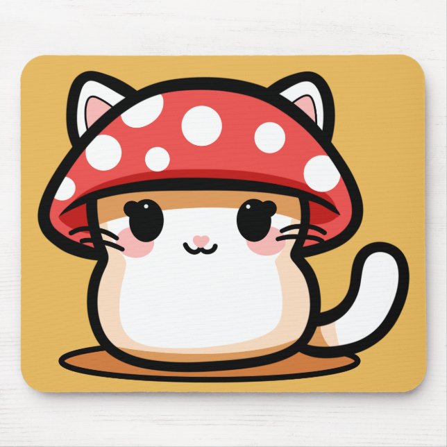 Kawaii Mushroom Cat Mouse Pad (Front)