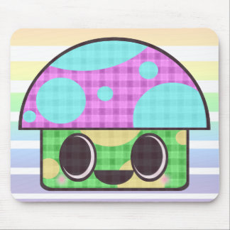 KAWAII MUSHROOM SHROOM GINGHAM PATCHWORK PLAID MOUSE PAD