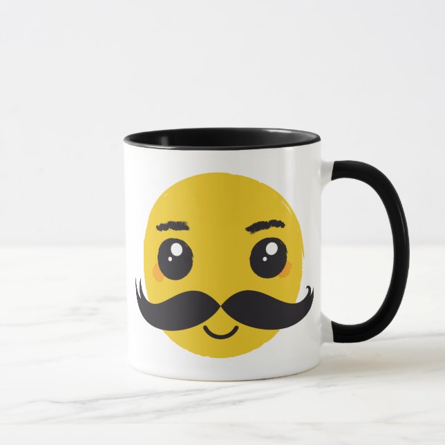 Kawaii Mustache Smiling Mug (Right)