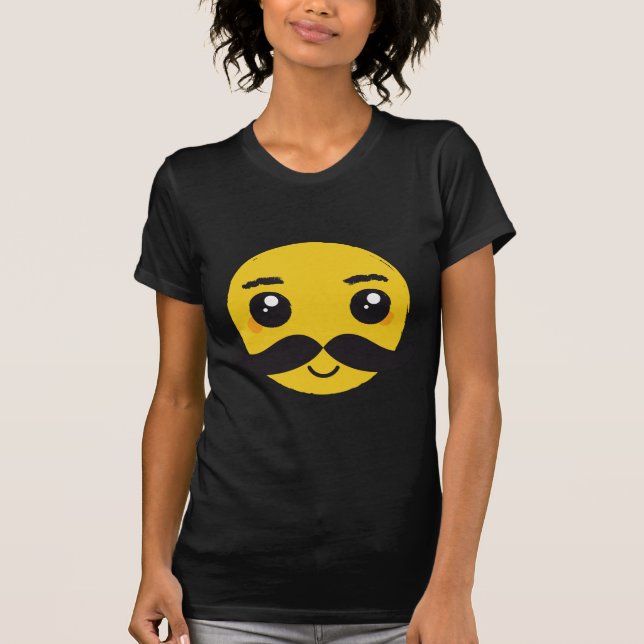 Kawaii Mustache Smiling T-Shirt (Front)