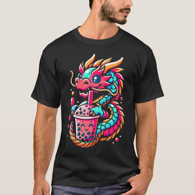 Kawaii Mythical Animals Kid Boba Tea Dragon        T-Shirt (Front)