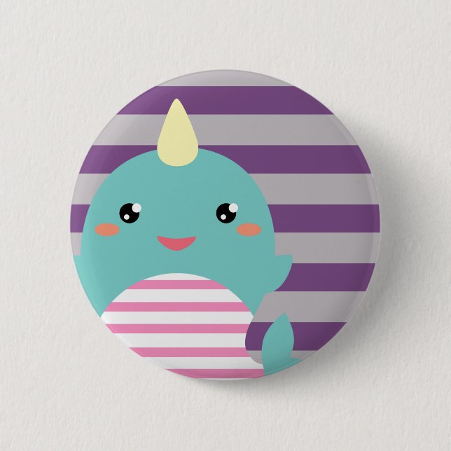 Kawaii Narwhal Button (Front)
