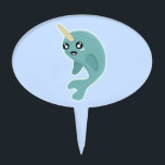 Kawaii Narwhal Cake Topper<br><div class="desc">Drawing of happy Kawaii narwhal made by Nir P</div>