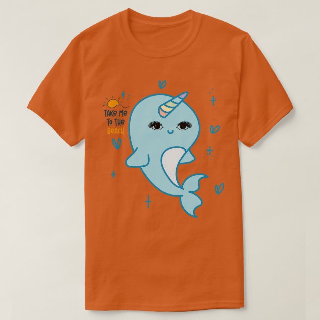 Kawaii Narwhal Cute Design T-Shirt (Design Front)
