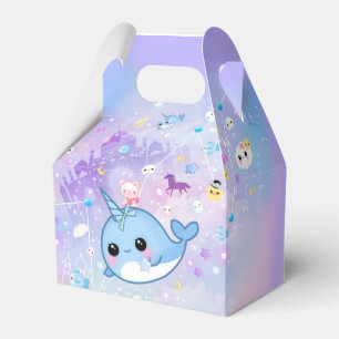 Kawaii narwhal in the dreamy kingdom favor boxes