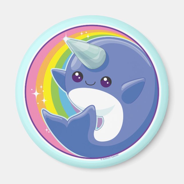 Kawaii Narwhal Magnet (Front)