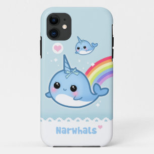 Kawaii narwhals with rainbow iPhone 11 case