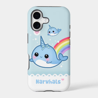 Kawaii narwhals with rainbow iPhone 17 case