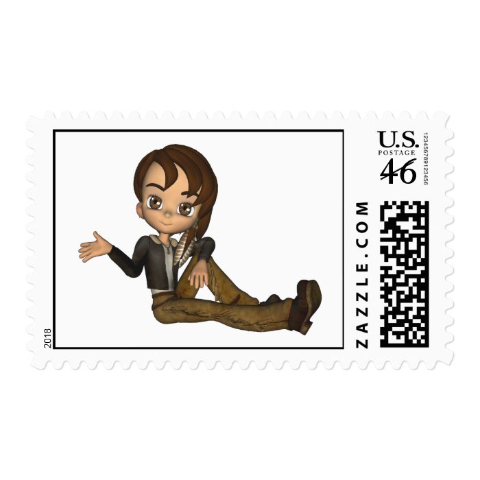 Kawaii Native American Boy Postage