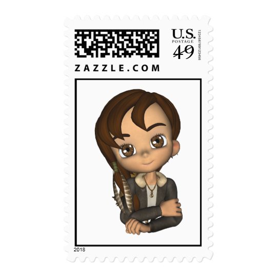 Kawaii Native American Boy Postage