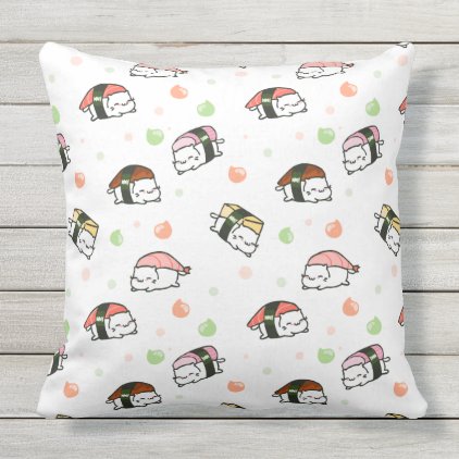 Kawaii Neko Nigiri Outdoor Pillow