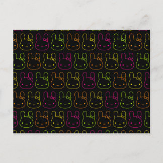 Kawaii Neon Bunny Bows Postcard