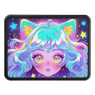 Kawaii Neon Cat Fursona Furry Anime Girl Hitch Cover