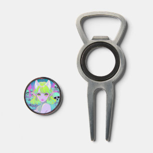Kawaii Neon Gothic Demon Anime Girl Divot Tool