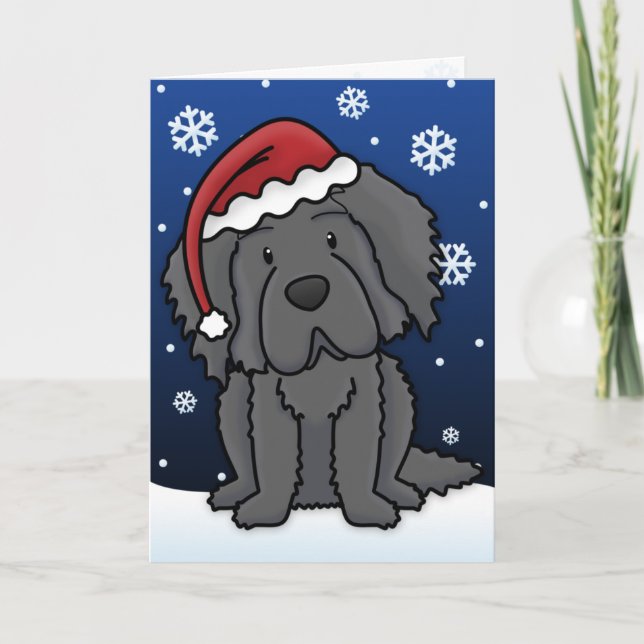 Kawaii Newfoundland Christmas Card (Front)
