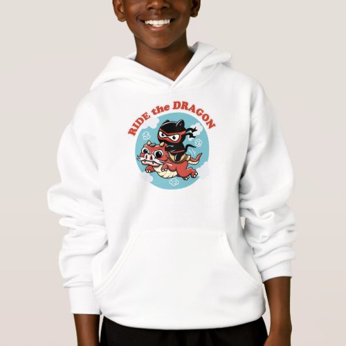 Kawaii Ninja Cat  Ride The Dragon Hoodie