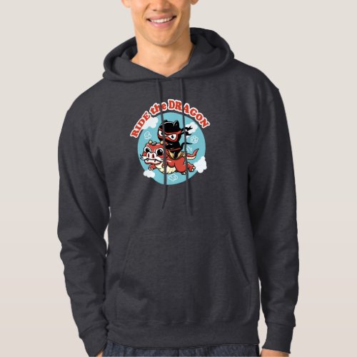 Kawaii Ninja Cat  Ride The Dragon Hoodie