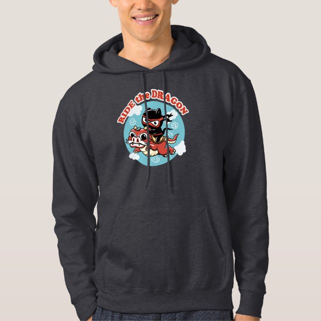 Kawaii Ninja Cat | Ride The Dragon Hoodie (Front)