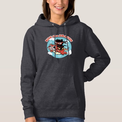 Kawaii Ninja Cat  Ride The Dragon Hoodie