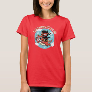 Kawaii Ninja Cat   Ride The Dragon T-Shirt