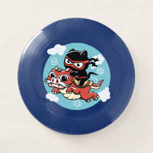 Kawaii Ninja Cat Riding a Red Dragon Wham-O Frisbee