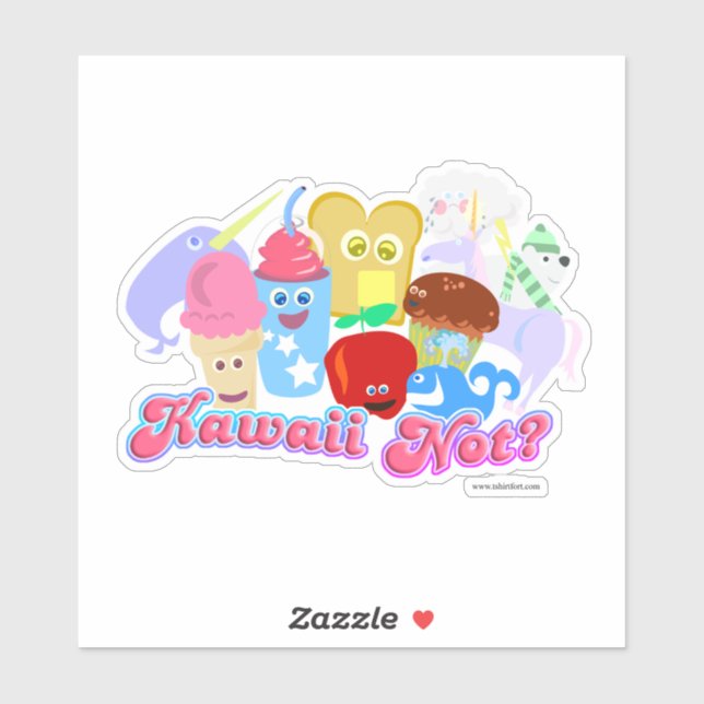 Kawaii Not Slogan Happy Cute Food Characters Sticker (Sheet)