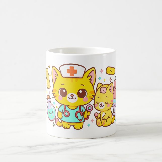 Kawaii Nurse Cat Duo Coffee Mug (Center)