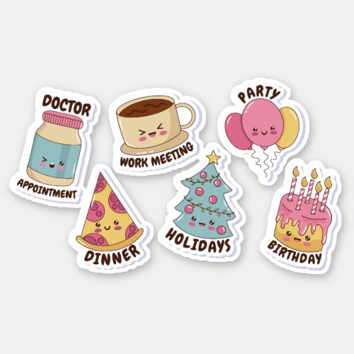 KAWAII OBJECTS AND QUOTES STICKERS SET 
