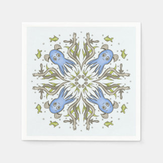 Kawaii Octopus Kaleidoscope - Ocean Dreams Kids Napkins
