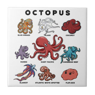 Kawaii Octopus of the Worlds Ceramic Tile