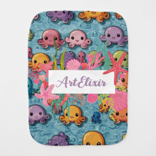 Kawaii Octopus Pattern Print Baby Burp Cloth