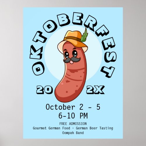 Kawaii Oktoberfest Bratwurst Poster