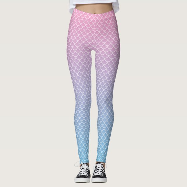 Kawaii Ombre Mermaid Pattern Leggings (Front)
