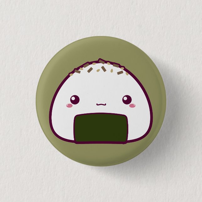 Kawaii Onigiri Pinback Button (Front)