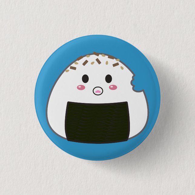 Kawaii "Onigiri" Rice Ball with Bitemark Button (Front)