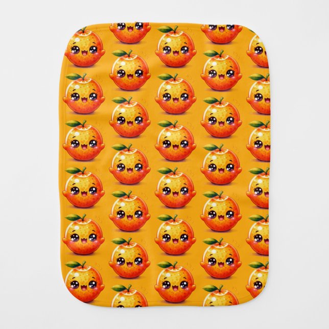 Kawaii Orange Baby Burp Cloth (Front)