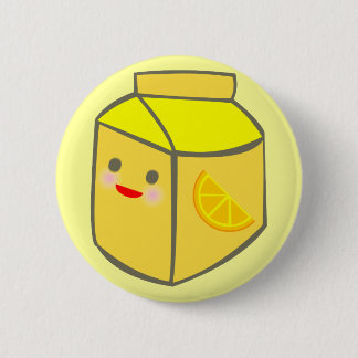 kawaii orange juice carton happy face pinback button