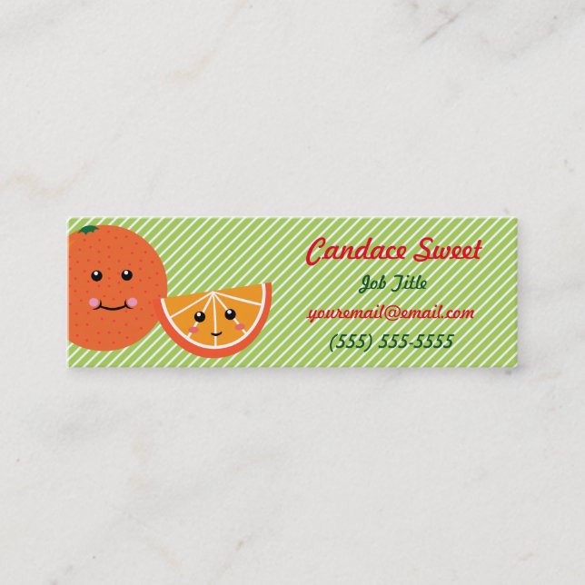 Kawaii Orange Mini Business Card (Front)