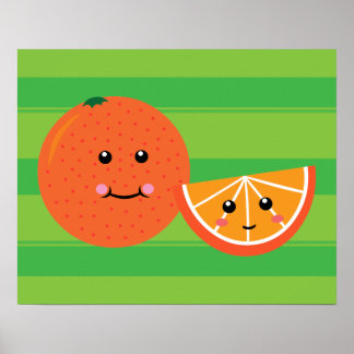 Kawaii Orange Poster