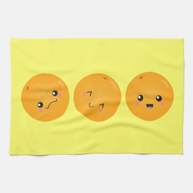 Kawaii Orange Rolling Around Kitchen Towel (Horizontal)