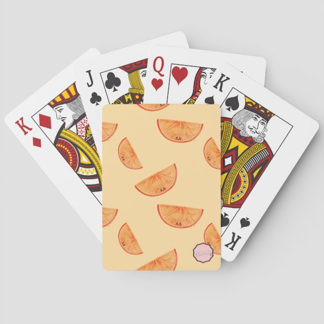Kawaii Orange Slice Pattern Poker Cards (Back)
