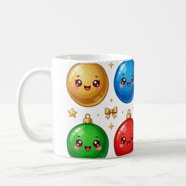 Kawaii Ornament Faces Pattern Coffee Mug (Left)