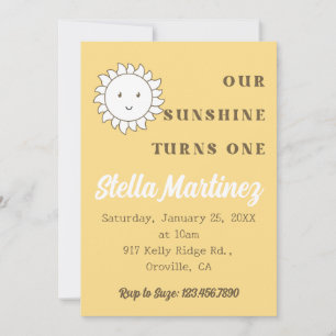 Kawaii Our Sunshine Girl's 1st Birthday Invitation