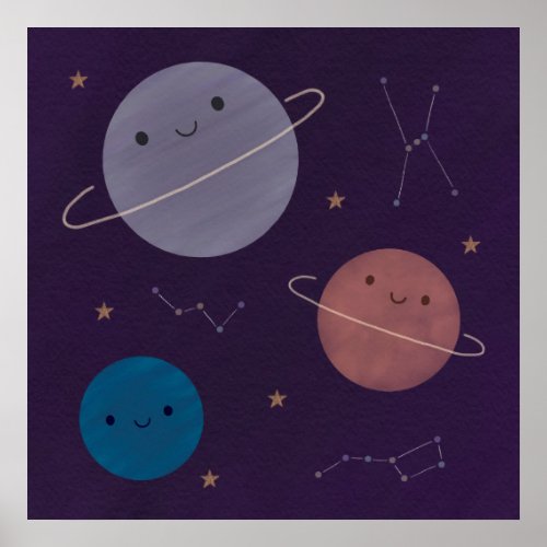 Kawaii Outer Space Poster