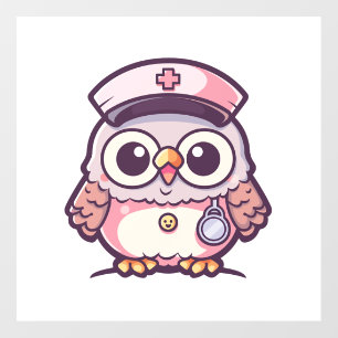 Kawaii Owl as a Nurse Wall Decal